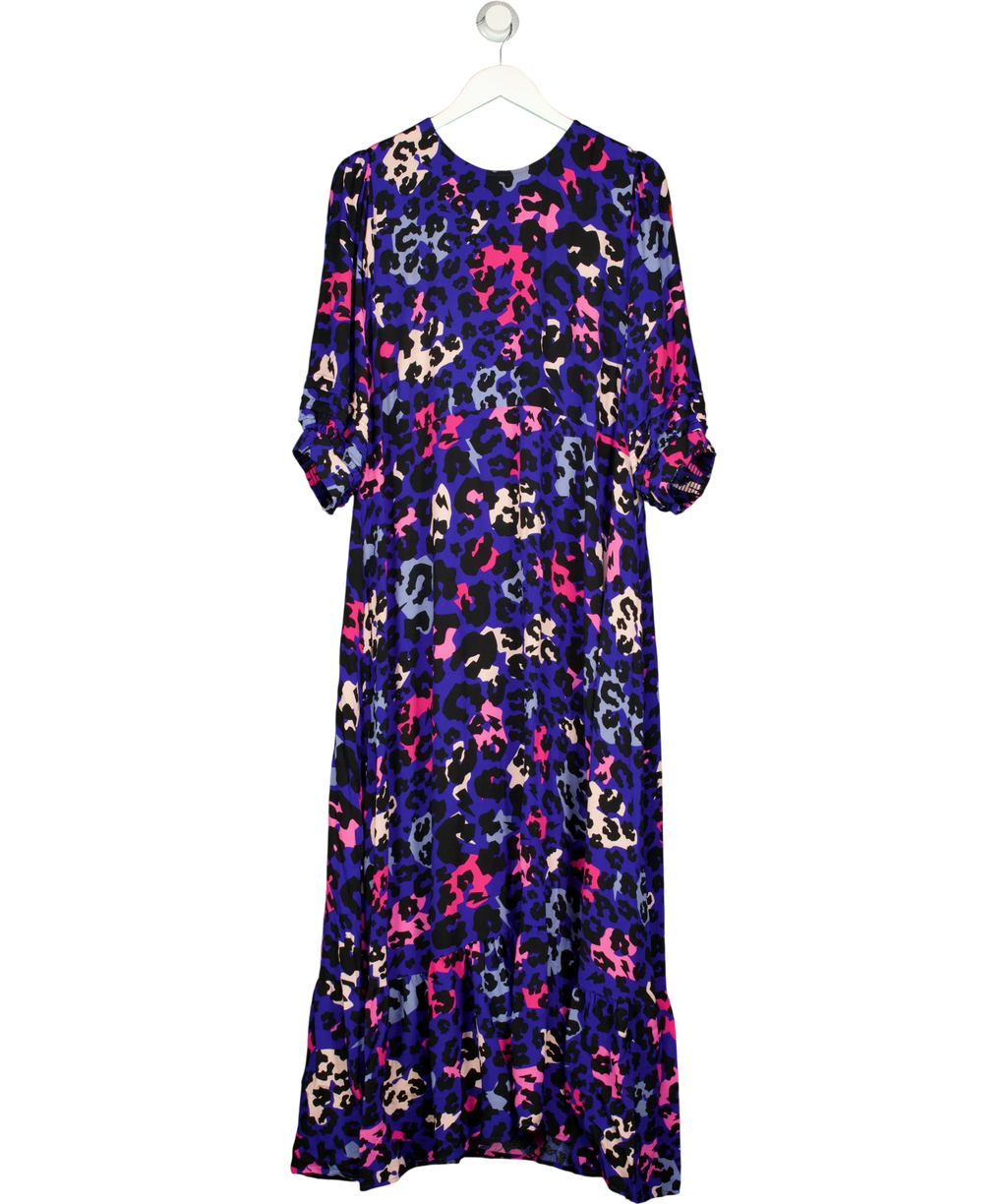 SCAMP & DUDE Blue Milano Leopard Midi Dress, size UK 22 — front