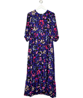 SCAMP & DUDE Blue Milano Leopard Midi Dress, size UK 22 — front