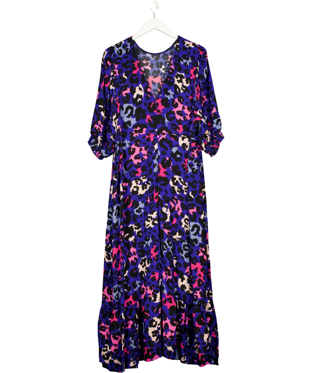 SCAMP & DUDE Blue Milano Leopard Midi Dress, size UK 22 — back