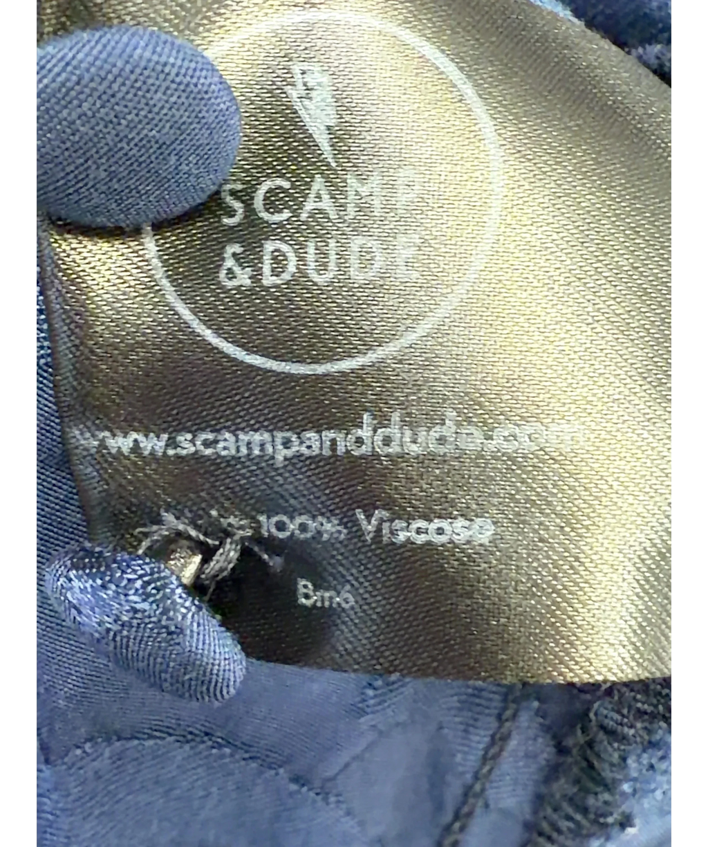 SCAMP & DUDE navy Blue Animal Jacquard Sweetheart Puff Sleeve Midi Tea Dress, size UK 22 — label
