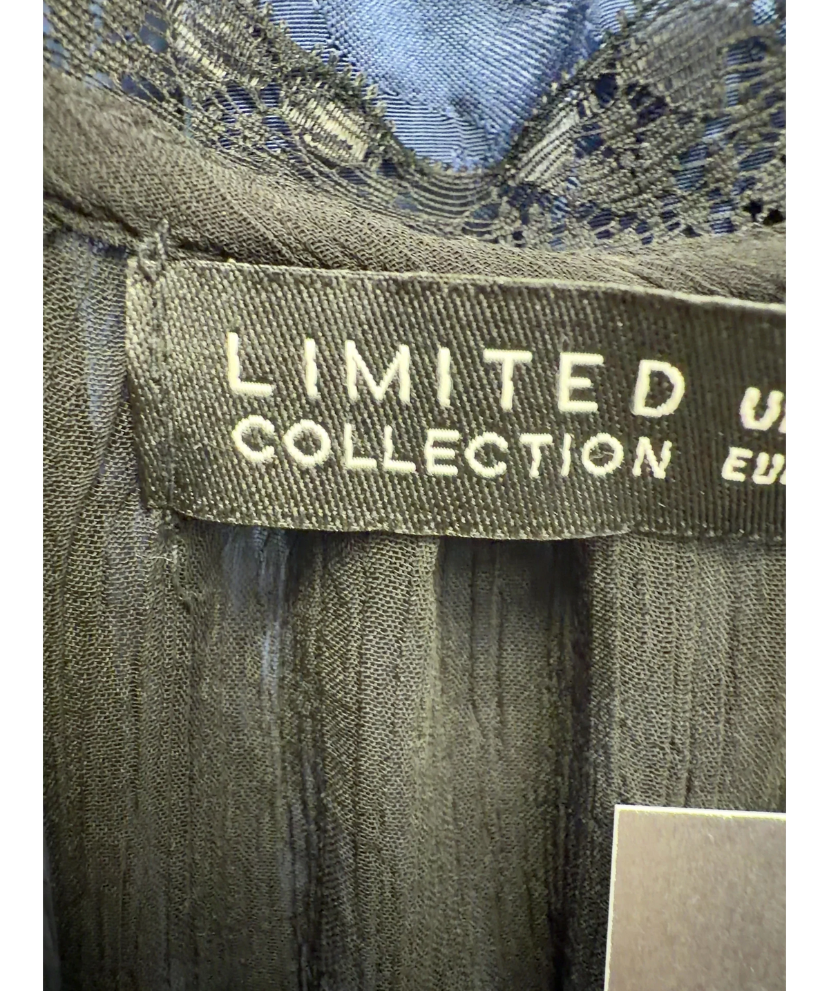Limited Collection Black black lace-trim tiered maxi dress, size UK 22 — detail