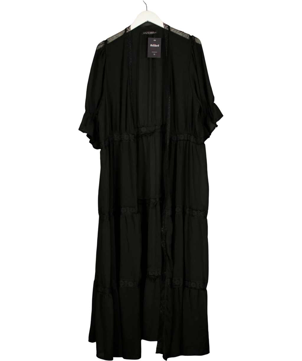 Limited Collection Black black lace-trim tiered maxi dress, size UK 22 — front