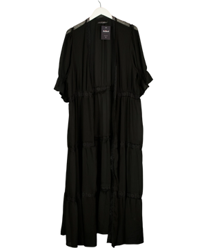 Limited Collection Black Lace-Trim Tiered Maxi Kimono UK 22