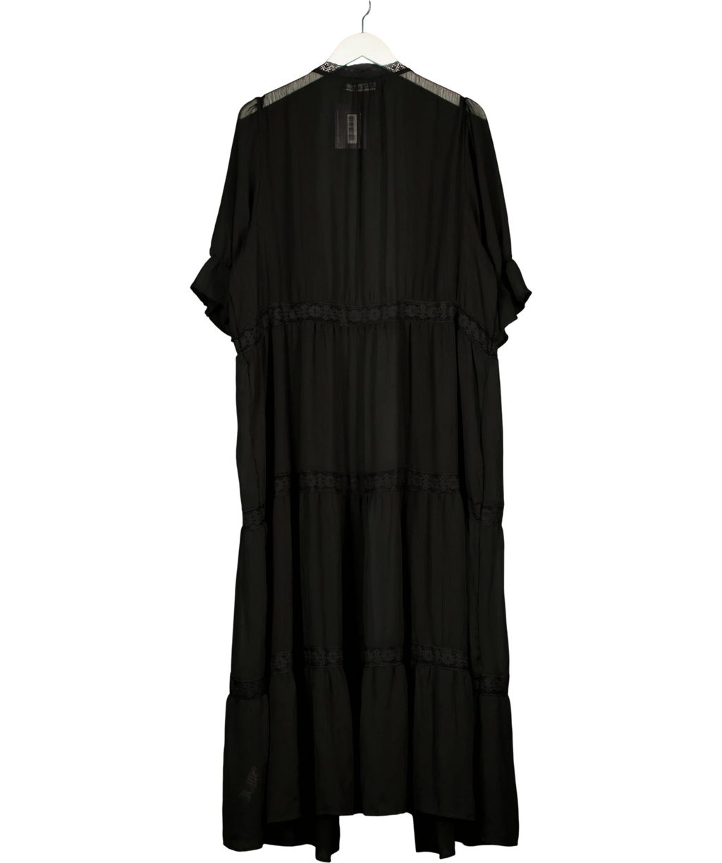Limited Collection Black black lace-trim tiered maxi dress, size UK 22 — back
