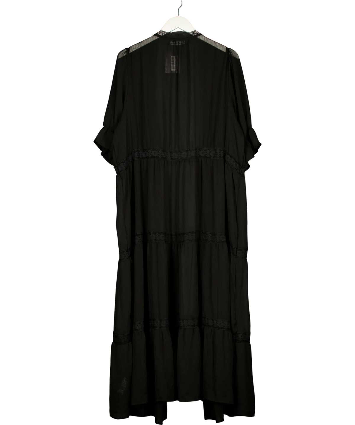 Limited Collection Black black lace-trim tiered maxi dress, size UK 22 — back