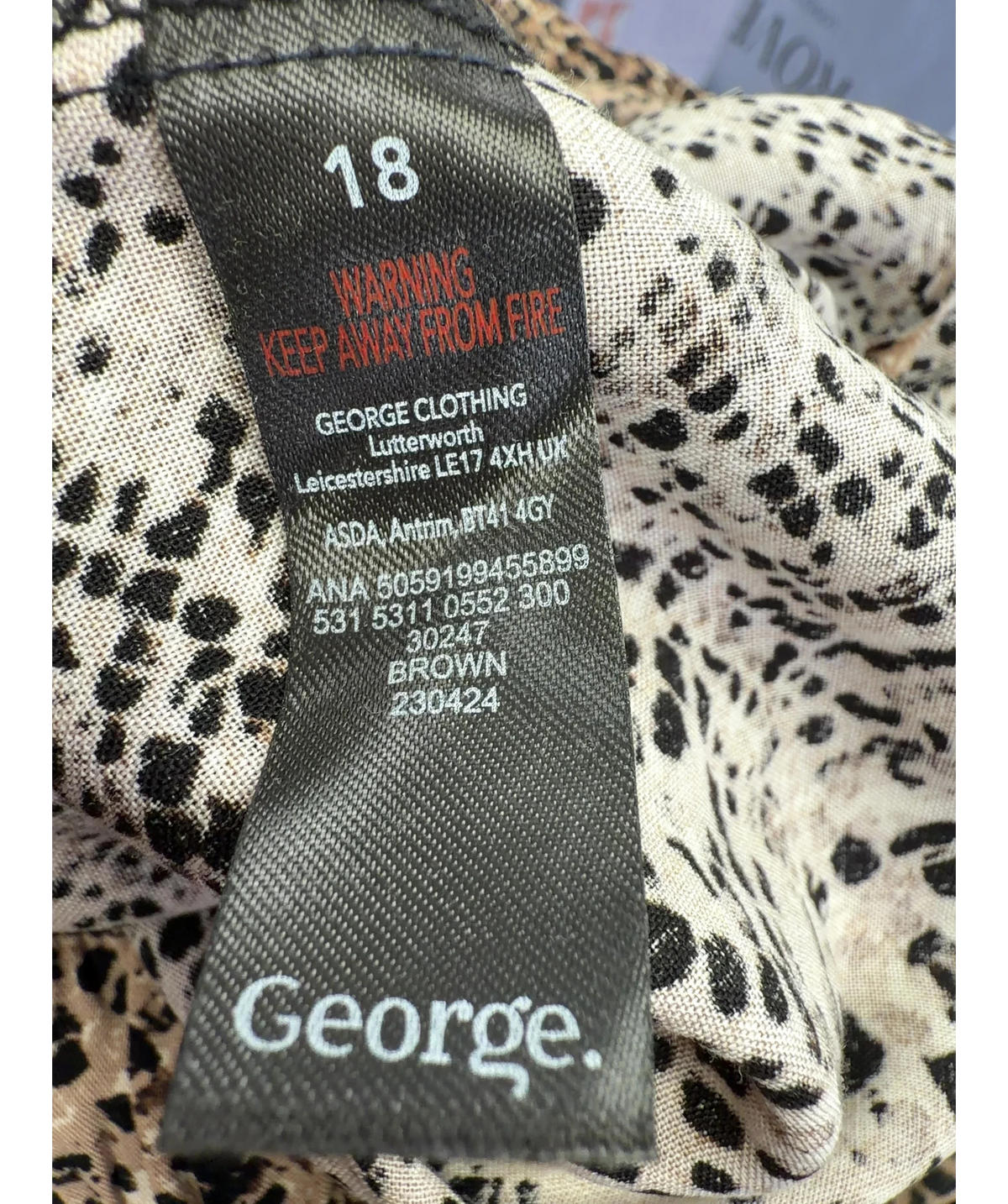 George Brown Colour, size UK 18 — fabric detail