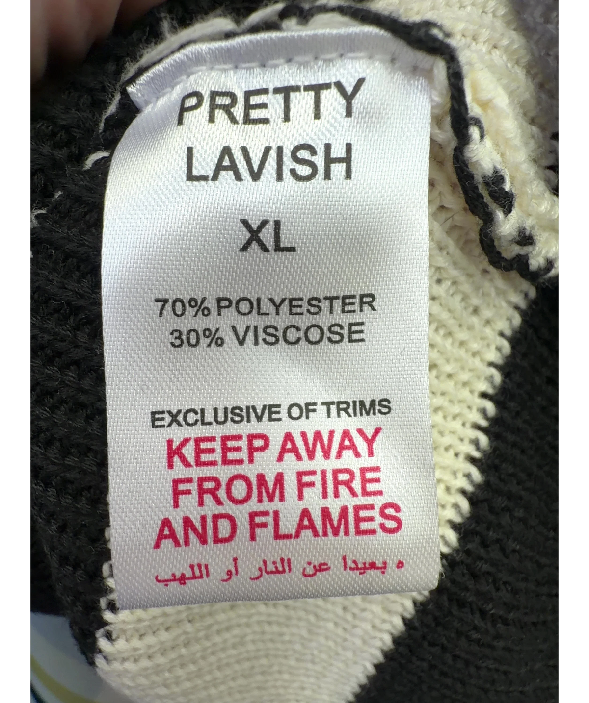 PRETTY LAVISH Black Cassie V Neck Contrast Knit Jumper and Cassie Contrast Knit Trousers, size UK XL — label