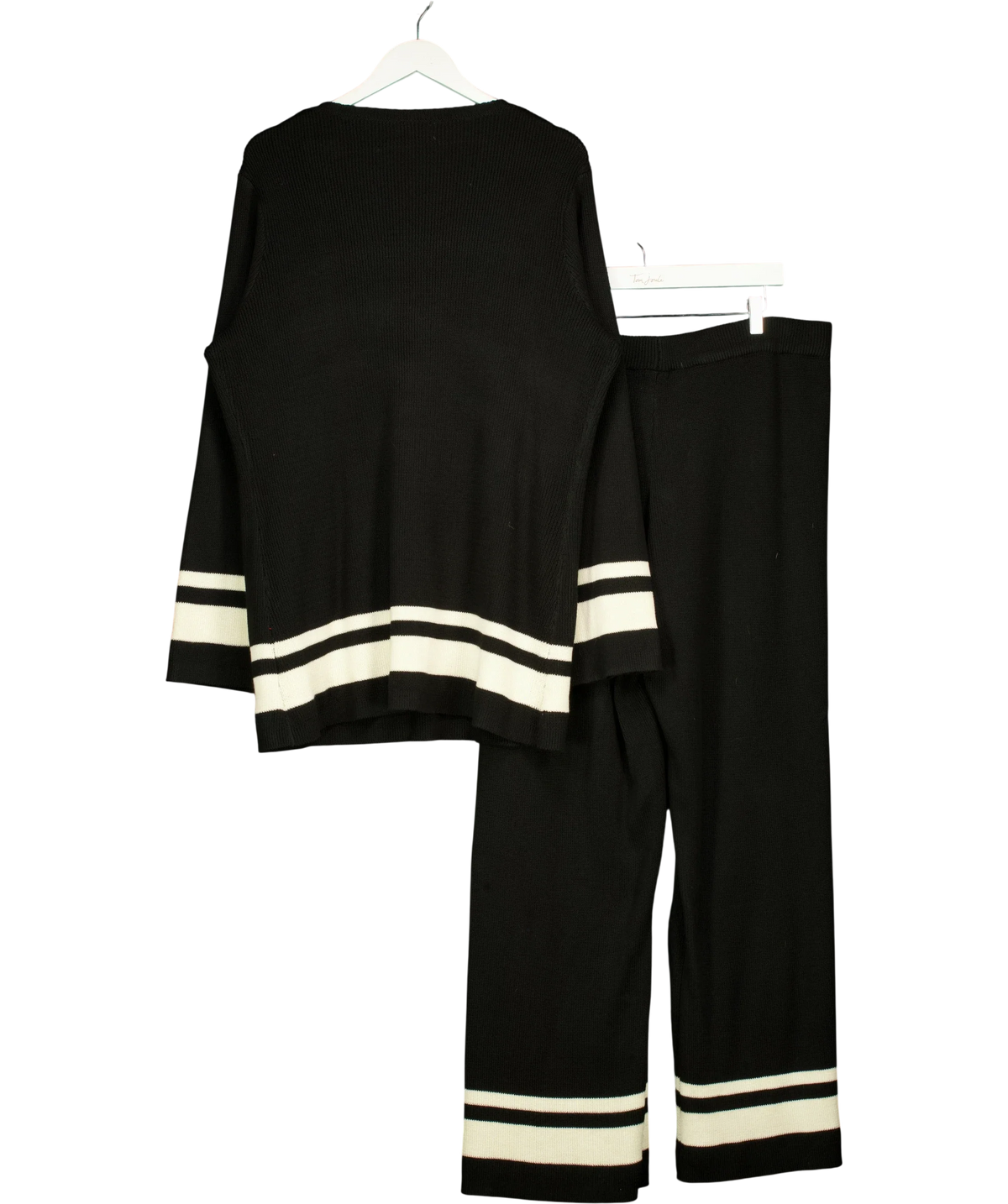 PRETTY LAVISH Black Cassie V Neck Contrast Knit Jumper and Cassie Contrast Knit Trousers, size UK XL — back