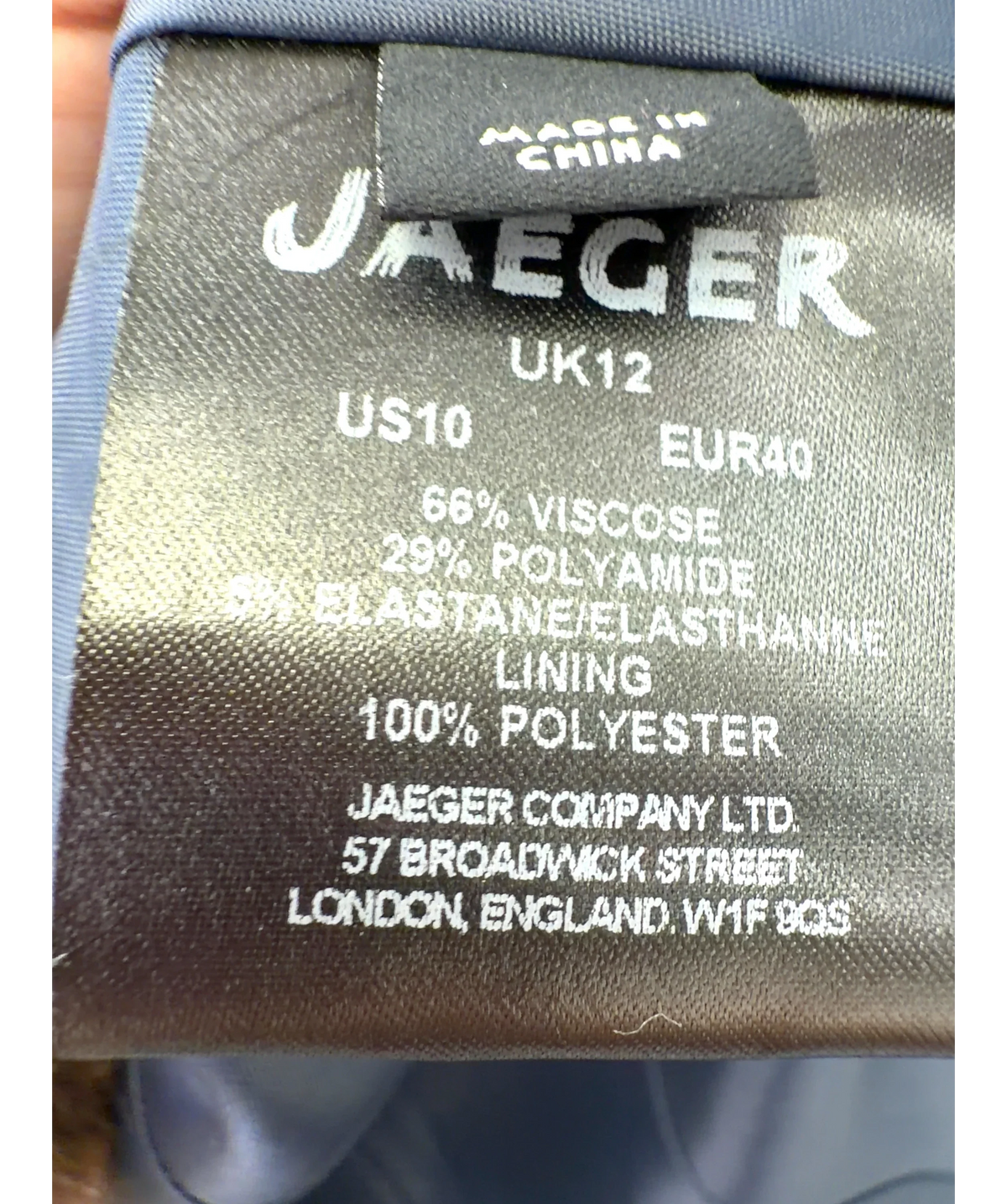Jaeger navy Colour, size UK 12 — label