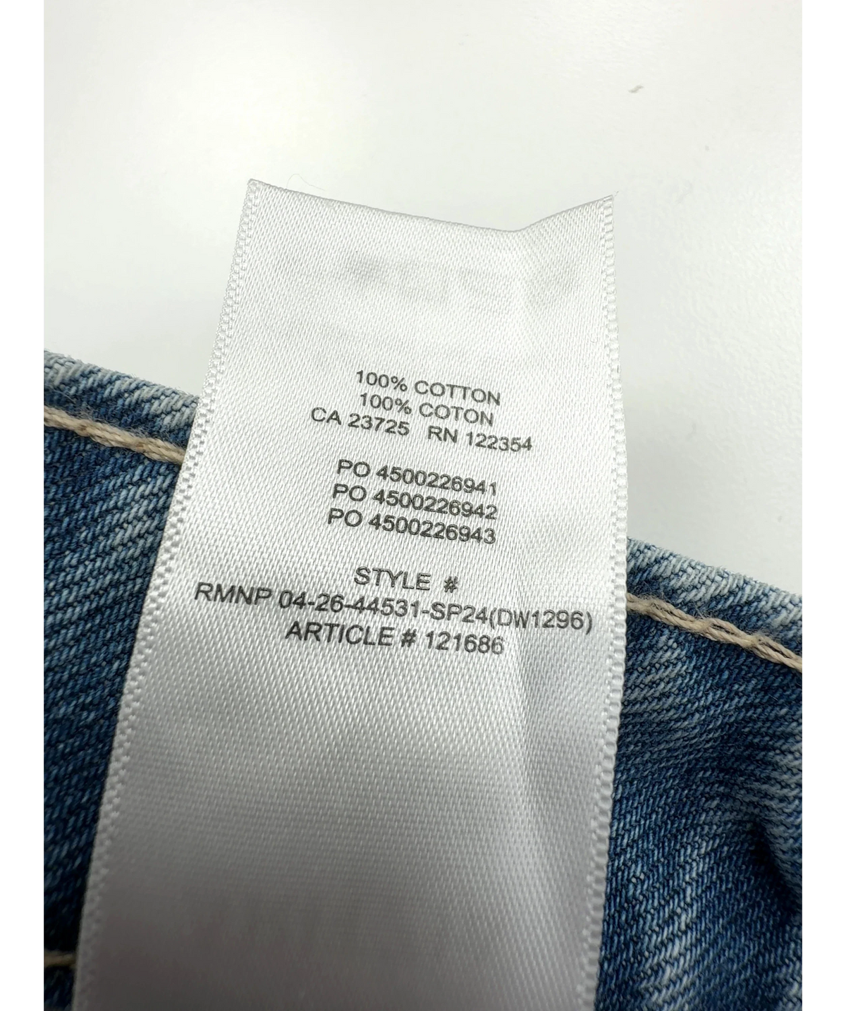 Wilfred Blue Colour, size W27 — label