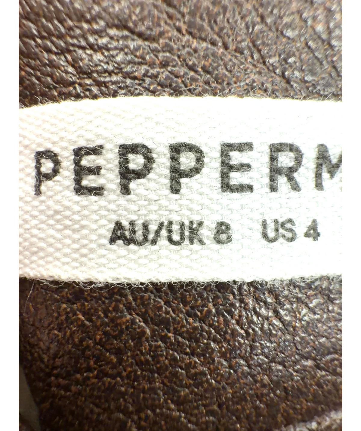 Peppermayo Brown Colour, size UK 8 — care label