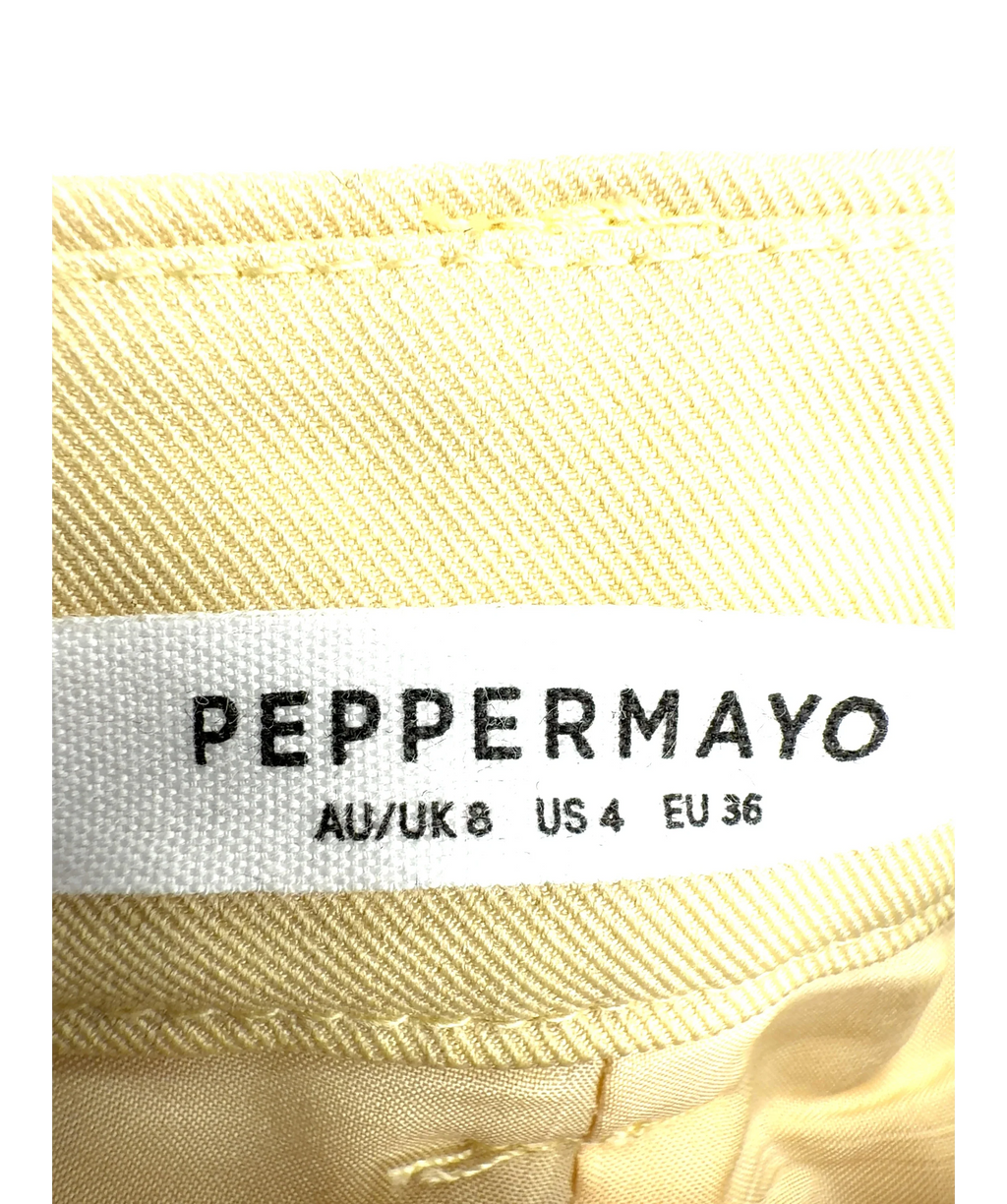 PEBBERMAYO Yellow Constantine Mini Shorts, size UK 8 — detail