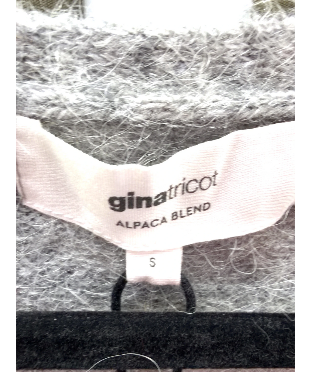 GINA TRICOT Grey Alpaca Blend Knitted Top, size UK S — care label