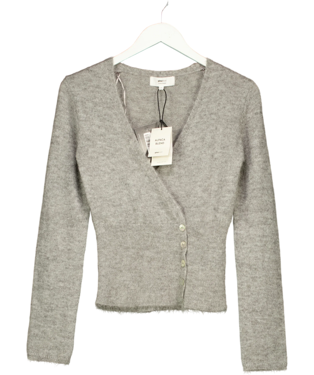 GINA TRICOT Grey Alpaca Blend Knitted Top, size UK S — front