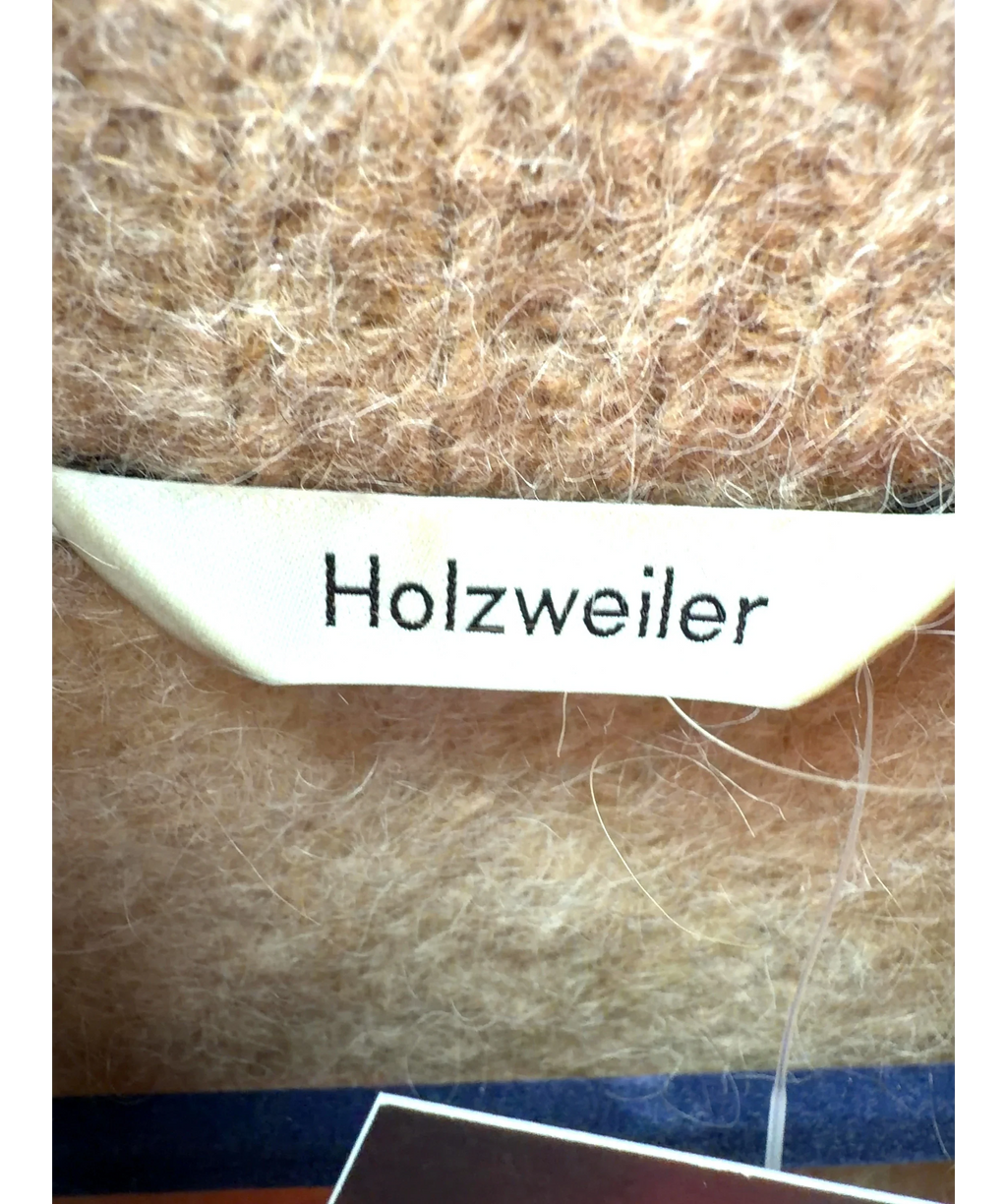Holzweiler Beige ATLANTIC HAIRY ZIP CARDIGAN, size UK M — detail
