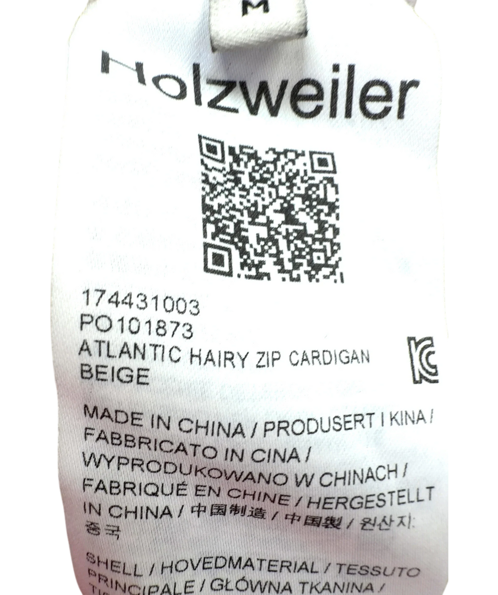 Holzweiler Beige ATLANTIC HAIRY ZIP CARDIGAN, size UK M — fabric detail
