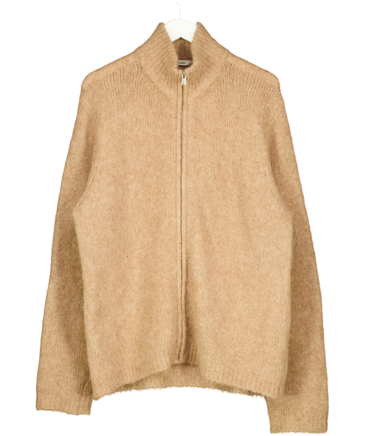 Holzweiler Beige ATLANTIC HAIRY ZIP CARDIGAN, size UK M — front