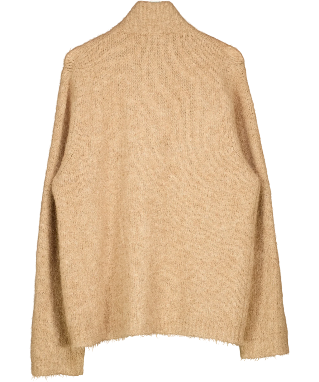 Holzweiler Beige ATLANTIC HAIRY ZIP CARDIGAN, size UK M — back