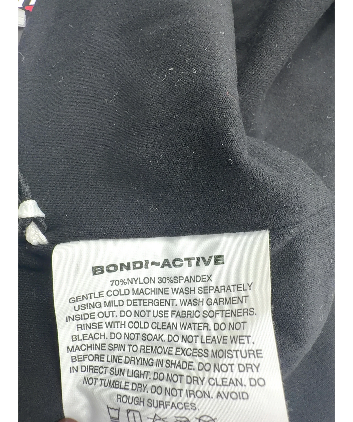 BONDI ACTIVE Black Forma V Racer Crop, size UK L — label