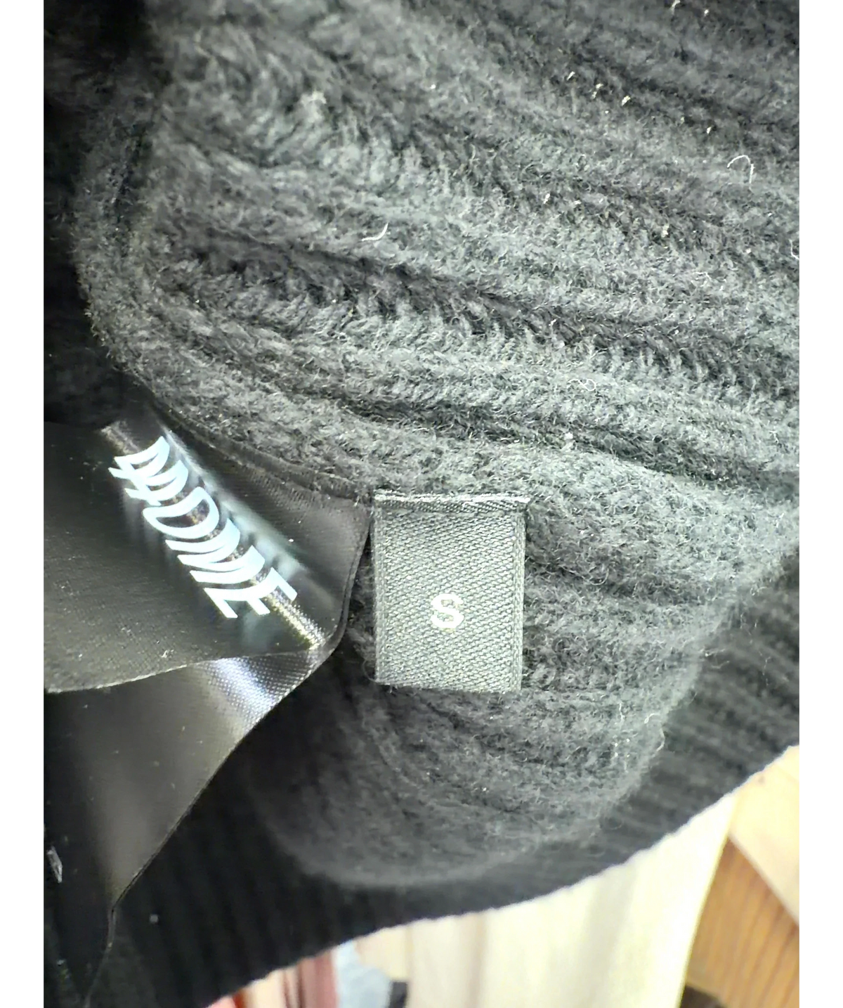 ADD ME Black Cotton Wool Sleeveless Mock Neck, size UK S — care label