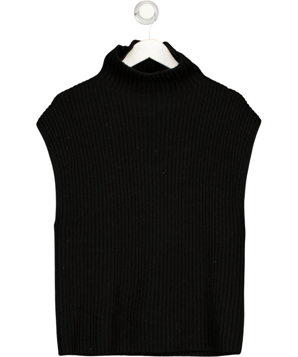 ADD ME Black Cotton Wool Sleeveless Mock Neck, size UK S — front