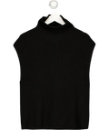 ADD ME Black Cotton Wool Sleeveless Mock Neck, size UK S — front