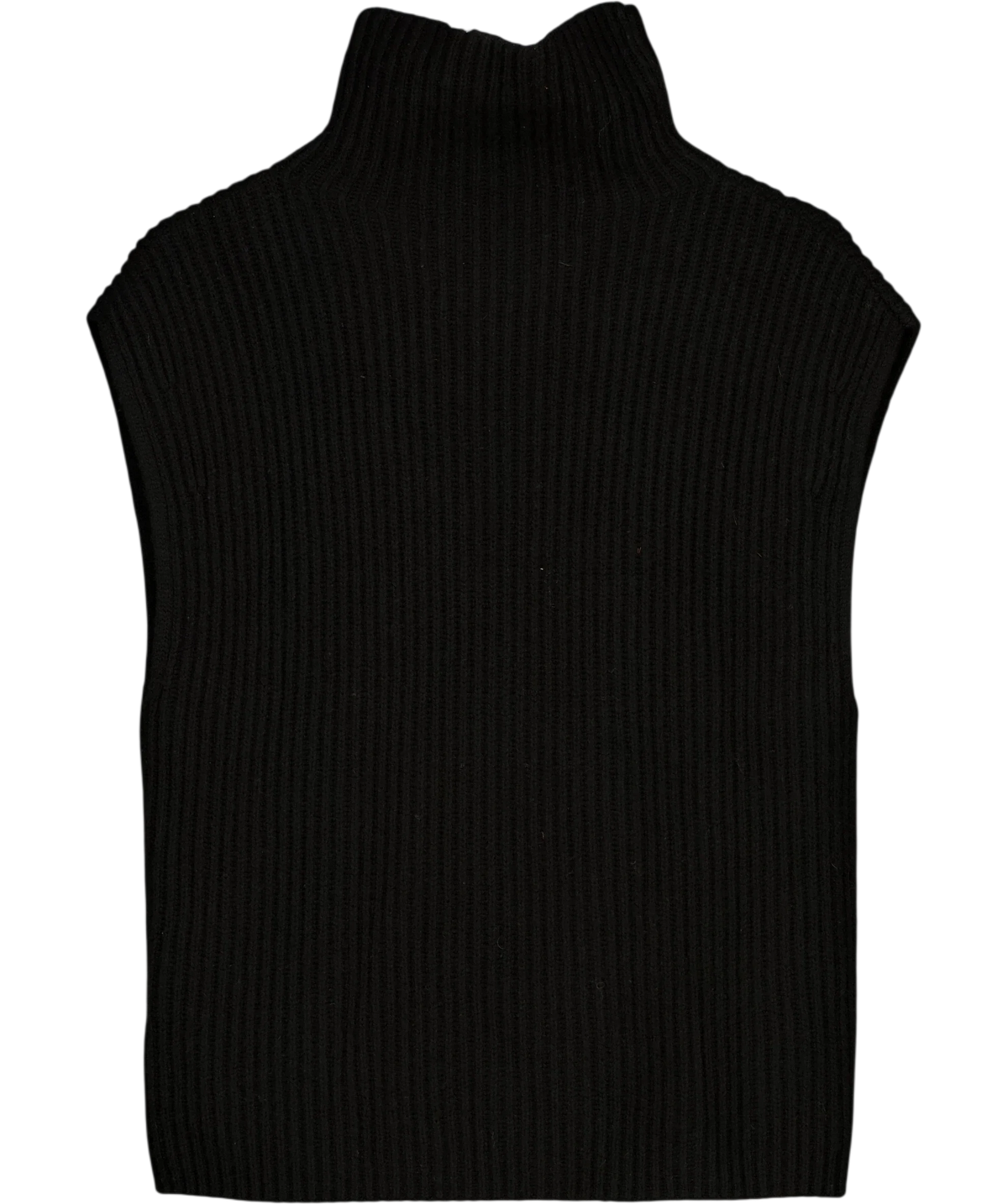 ADD ME Black Cotton Wool Sleeveless Mock Neck, size UK S — back