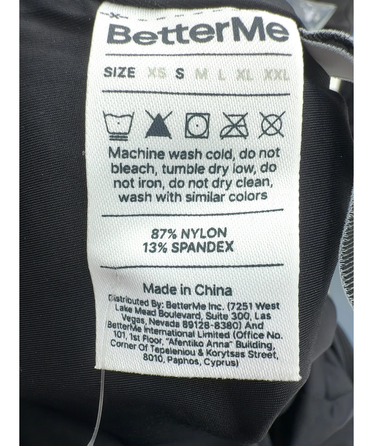 BetterMe Black Colour, size UK S — label