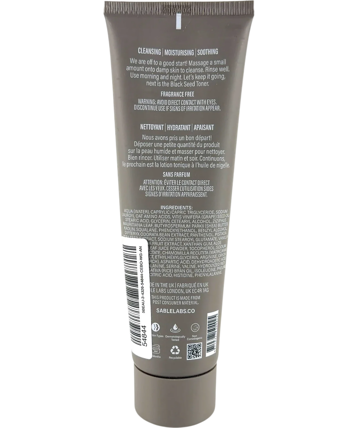 SÄBLE LABS Qasil Cleanser, size 150ml — back