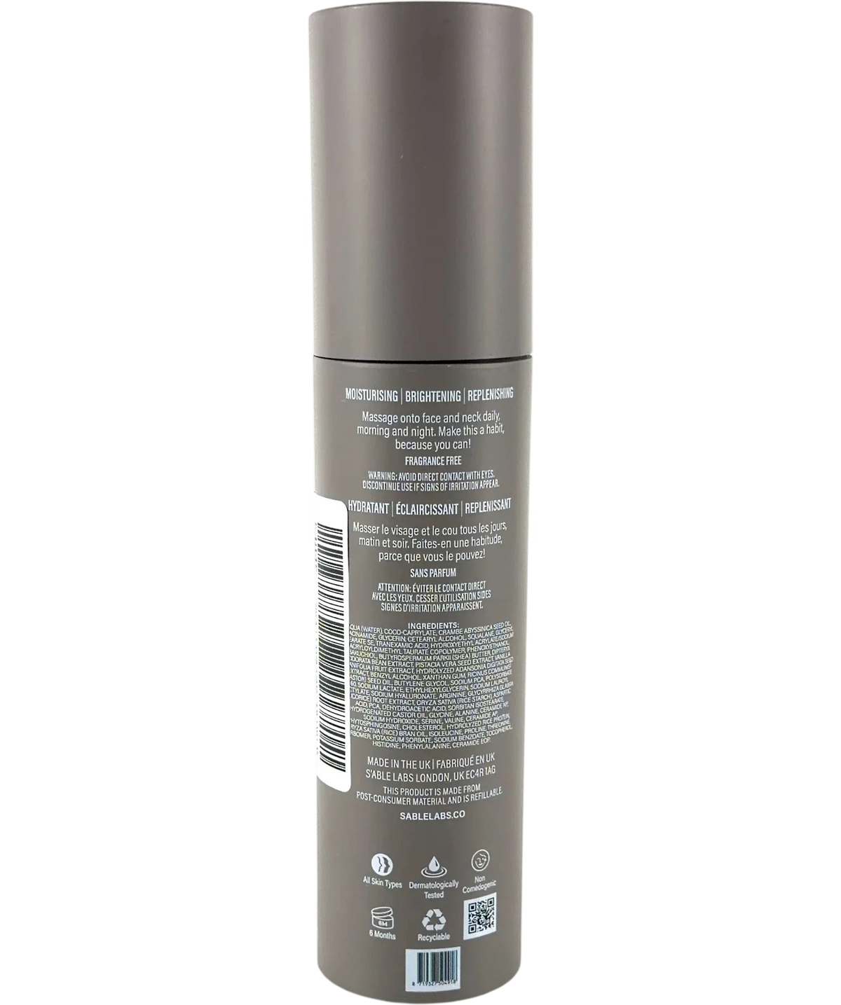 Sable labs Baobab Moisturiser, size 50ml — back