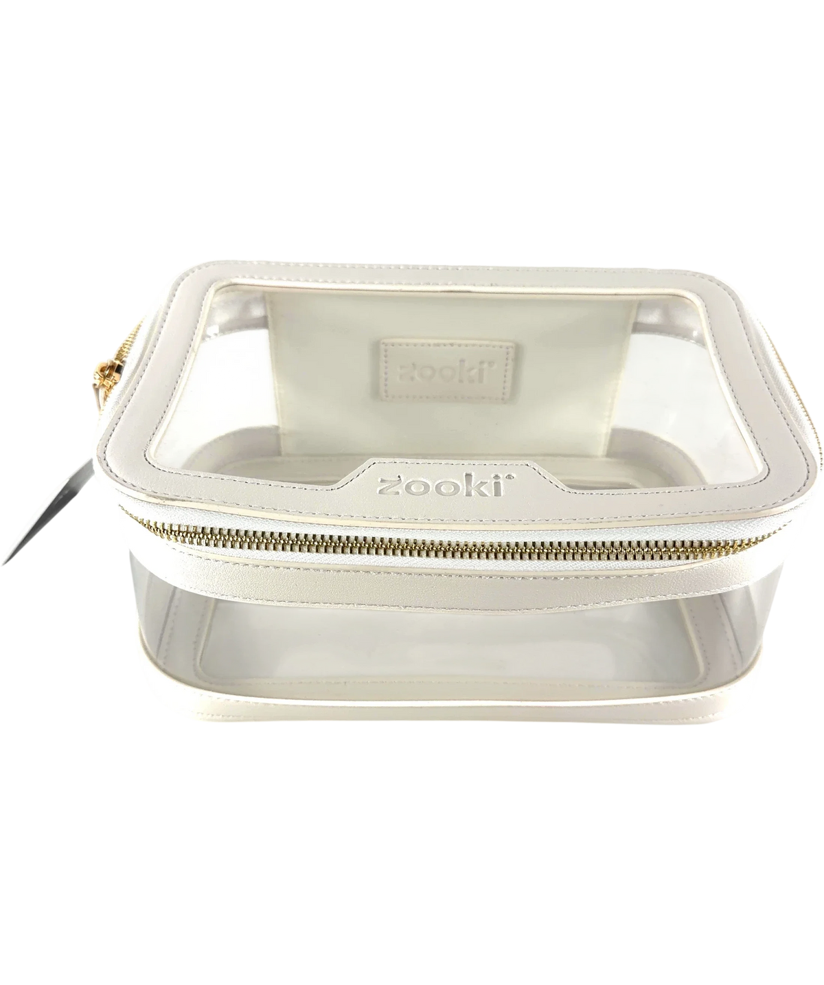 Zooki white clear travel cosmetic bag — front