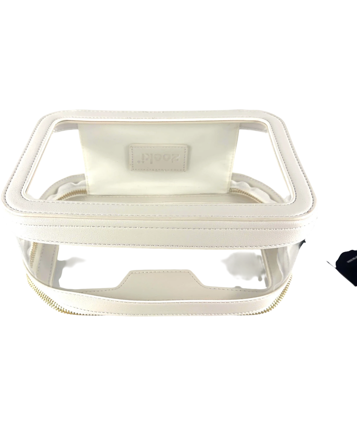 Zooki white clear travel cosmetic bag — back