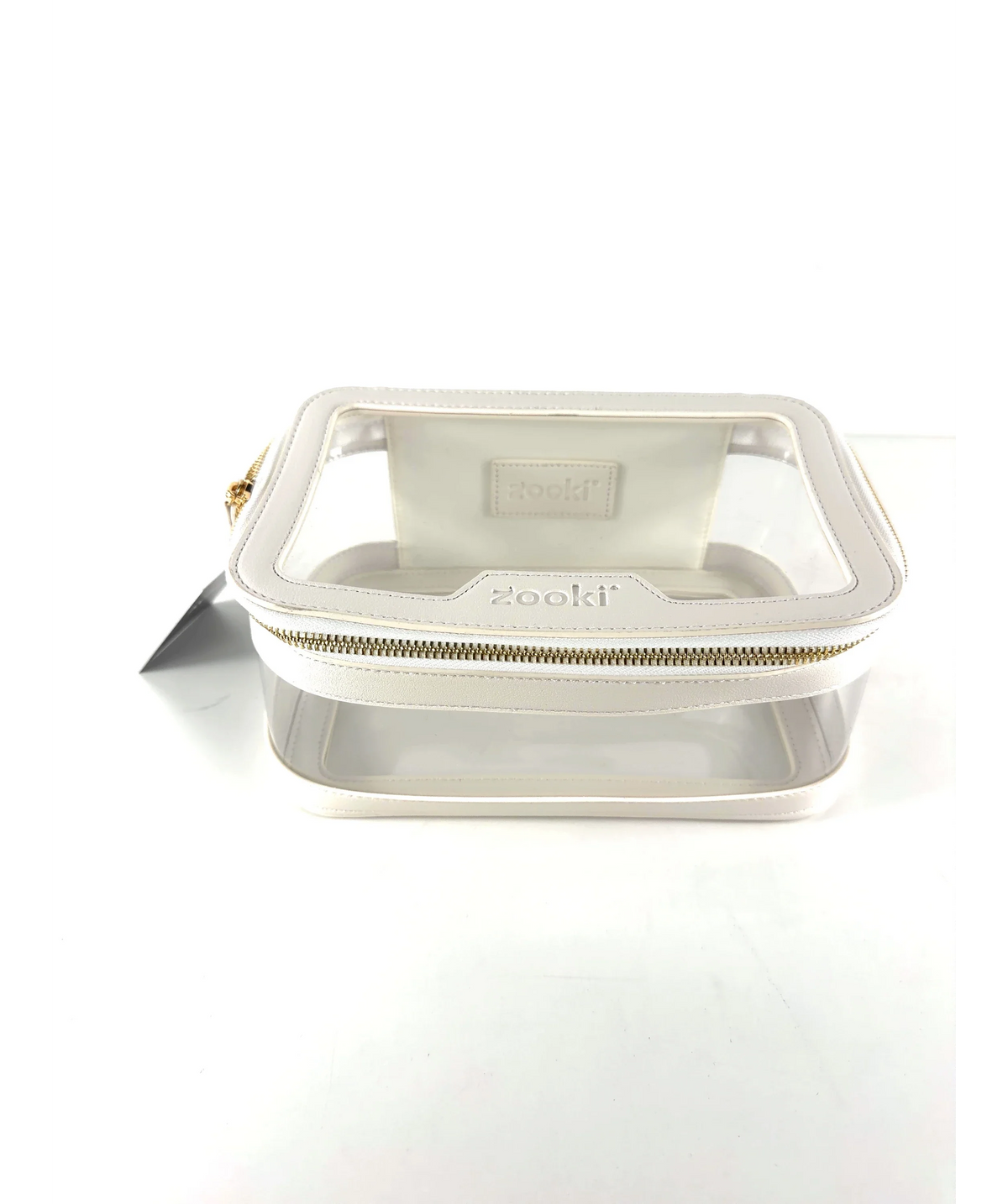 Zooki white clear travel cosmetic bag — detail