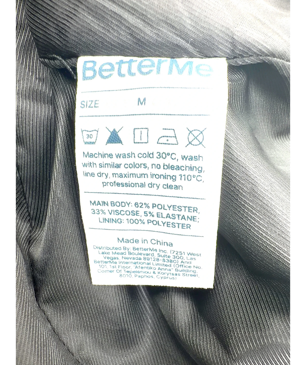 BetterMe Black Colour, size UK M — label