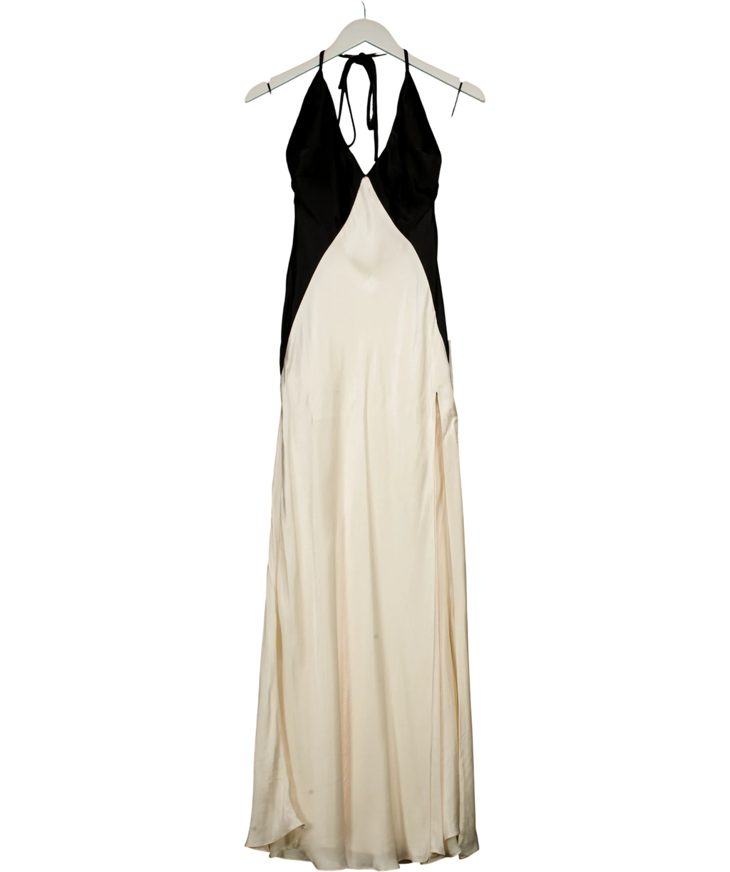 Bardot Cream YVE Contrast Halter Dress, size UK 8 — front