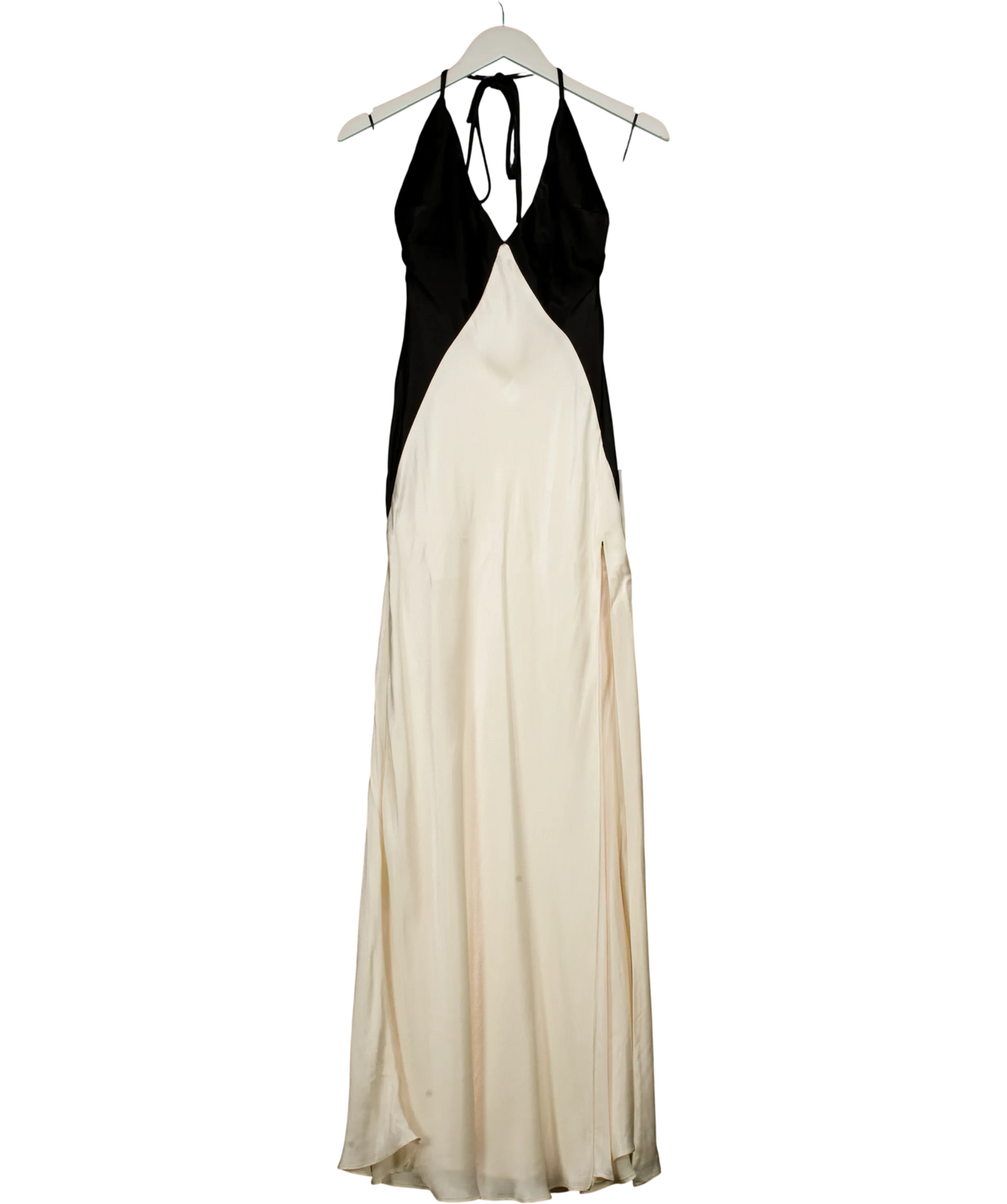 Bardot Cream YVE Contrast Halter Dress, size UK 8 — front
