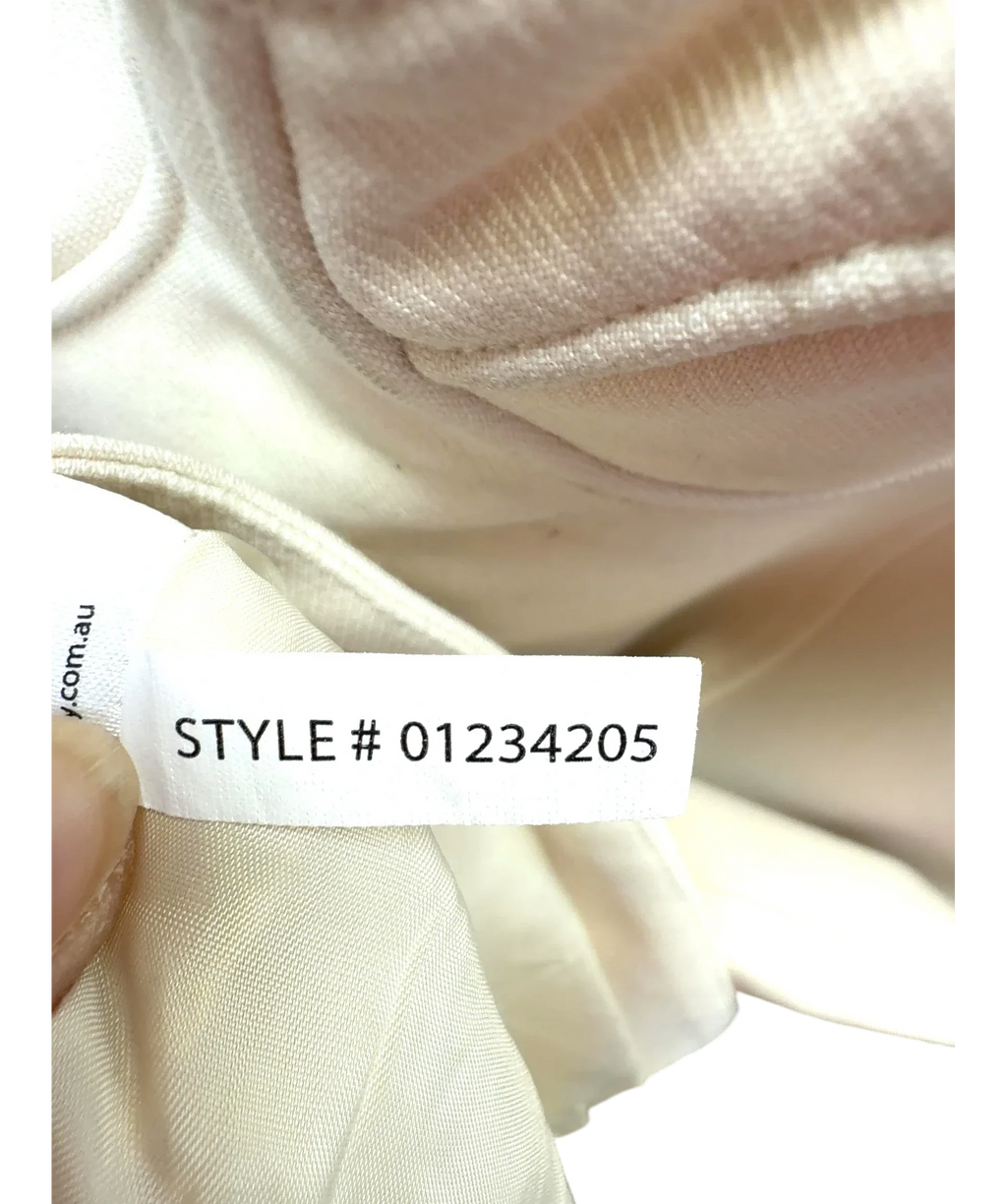 Shona Joy Cream Irena Bustier Mini Dress, size UK 8 — fabric detail