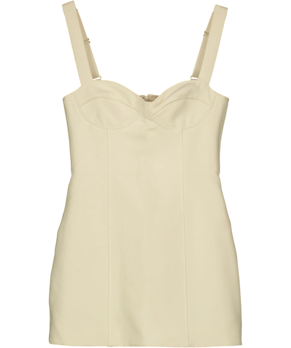 Shona Joy Cream Irena Bustier Mini Dress, size UK 8 — front