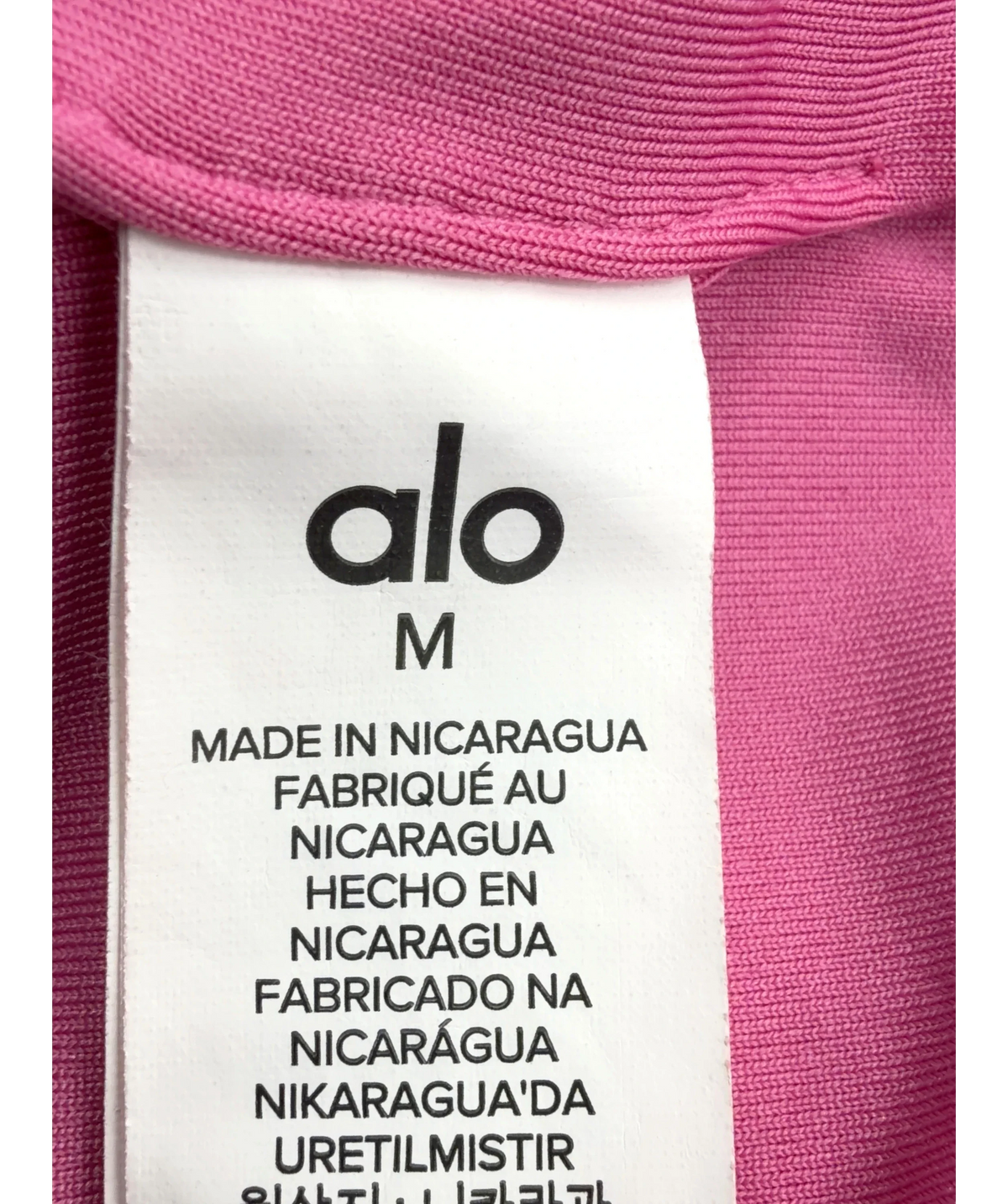 ALO Pink Halter Crop Top / Precision Halter Tank and High-Waist Legging / Capri, size UK M — detail