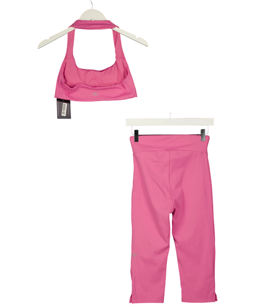 ALO Pink Halter Crop Top / Precision Halter Tank and High-Waist Legging / Capri, size UK M — back