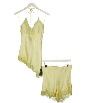 Bardot Yellow Satin & Lace 2-piece Co-ord UK 8 UK 10