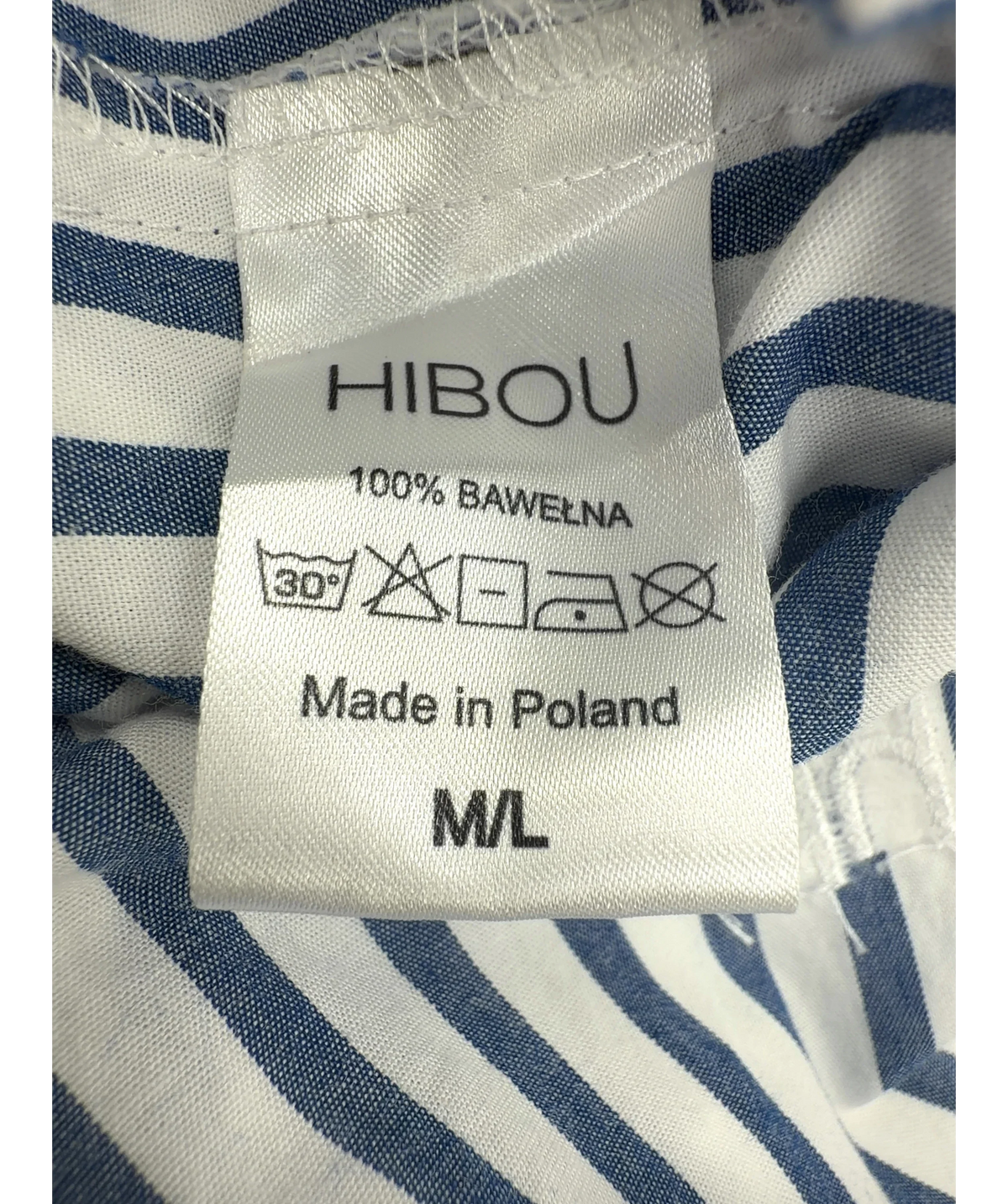 HIBOU Blue Colour, size UK M/L — label