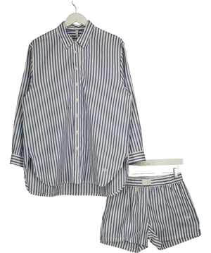 Hibou Blue And White  Striped Cotton Co-ord Set UK M/L S