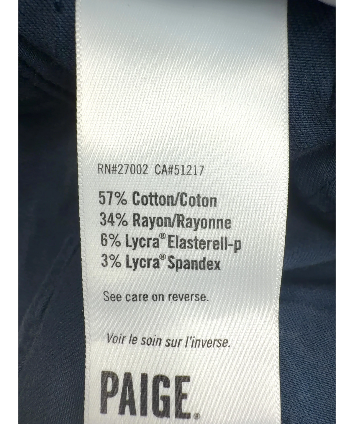 PAIGE Blue Colour, size W25 — label