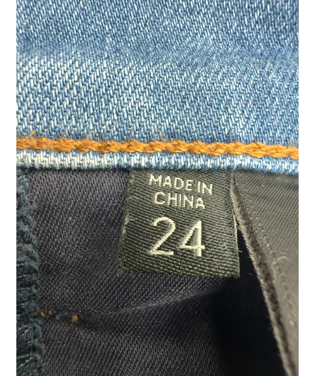 J Brand Blue Maria High-Rise Skinny Jeans, size W24 — care label