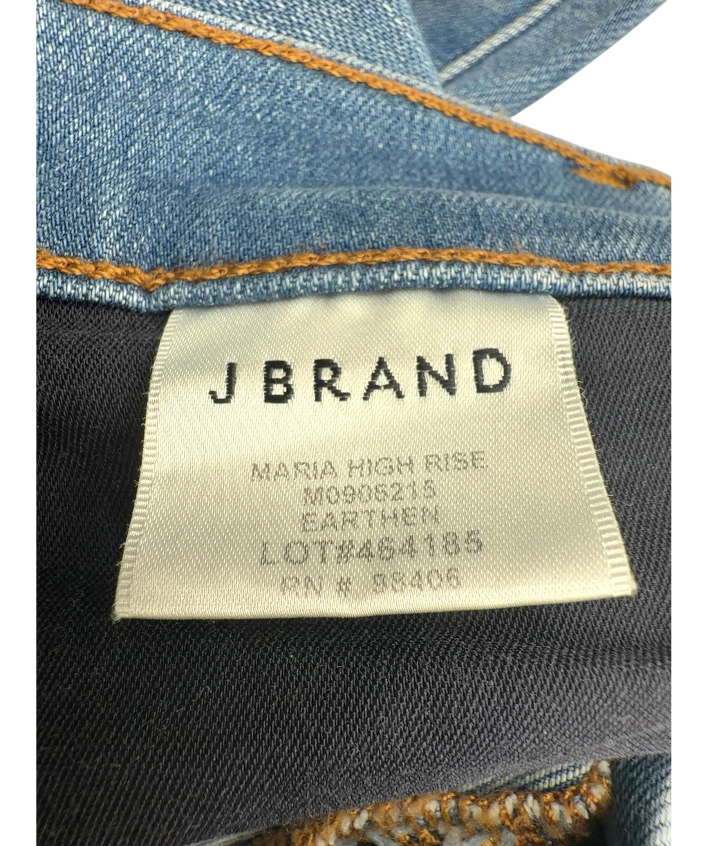 J Brand Blue Maria High-Rise Skinny Jeans, size W24 — fabric detail