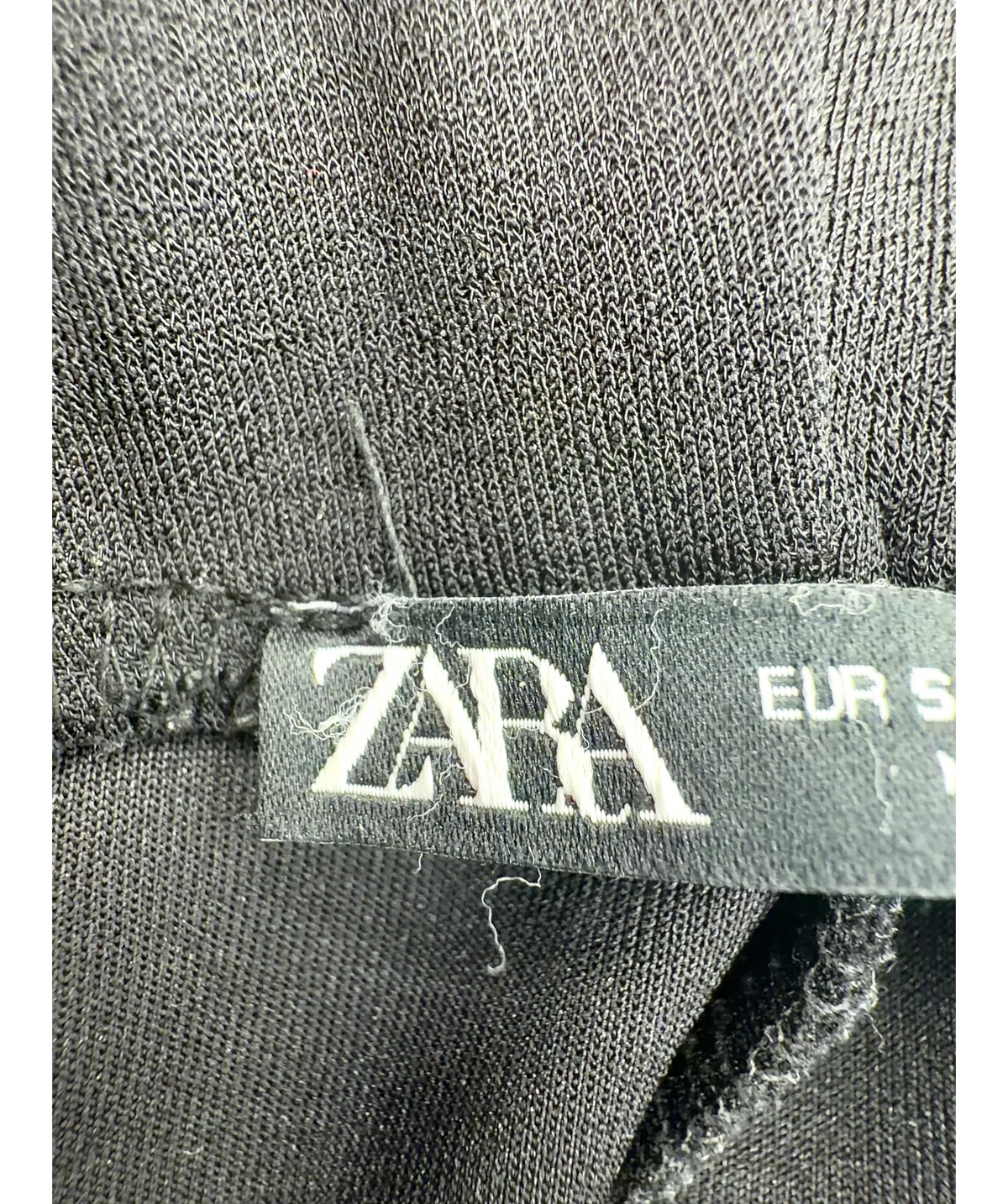 ZARA Black Black Elastic Flare Trousers, size UK S — detail
