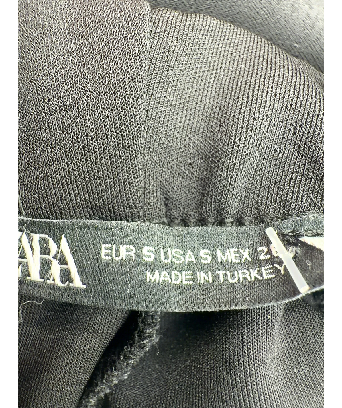 ZARA Black Black Elastic Flare Trousers, size UK S — care label