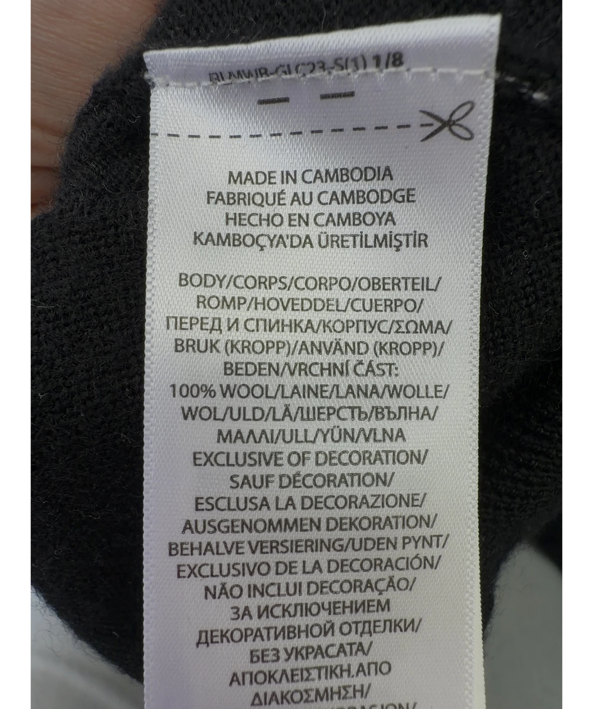 Polo Ralph Lauren Black washable merino wool crewneck sweater, size UK M — label