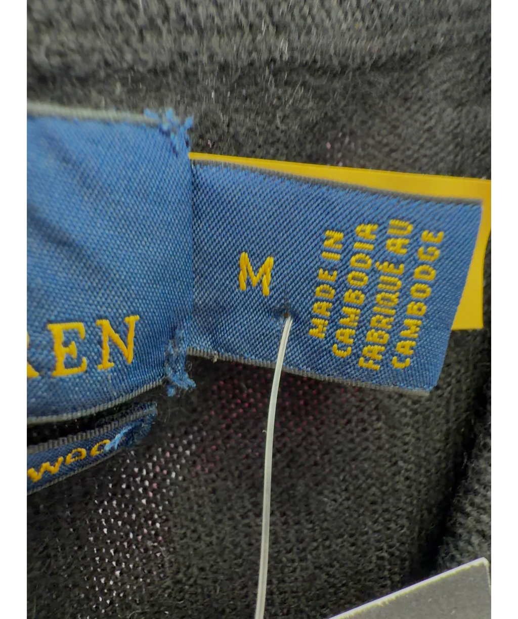 Polo Ralph Lauren Black washable merino wool crewneck sweater, size UK M — care label